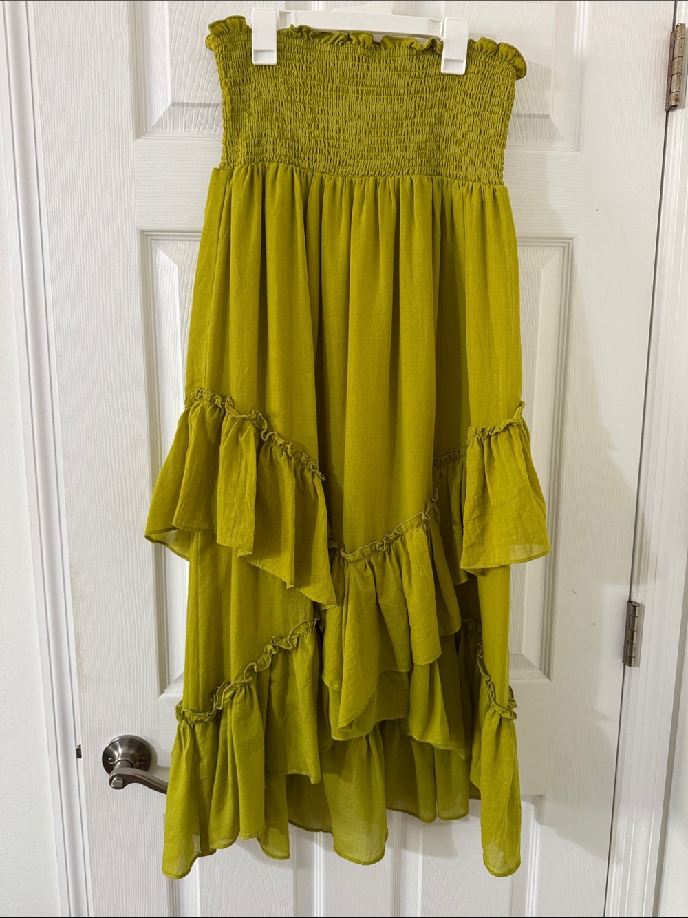 Girls Olive Green Ruffle Smocked long skirt